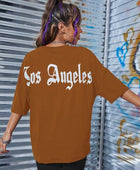 LOS ANGELES Round Neck Dropped Shoulder T-Shirt - Body By J'ne