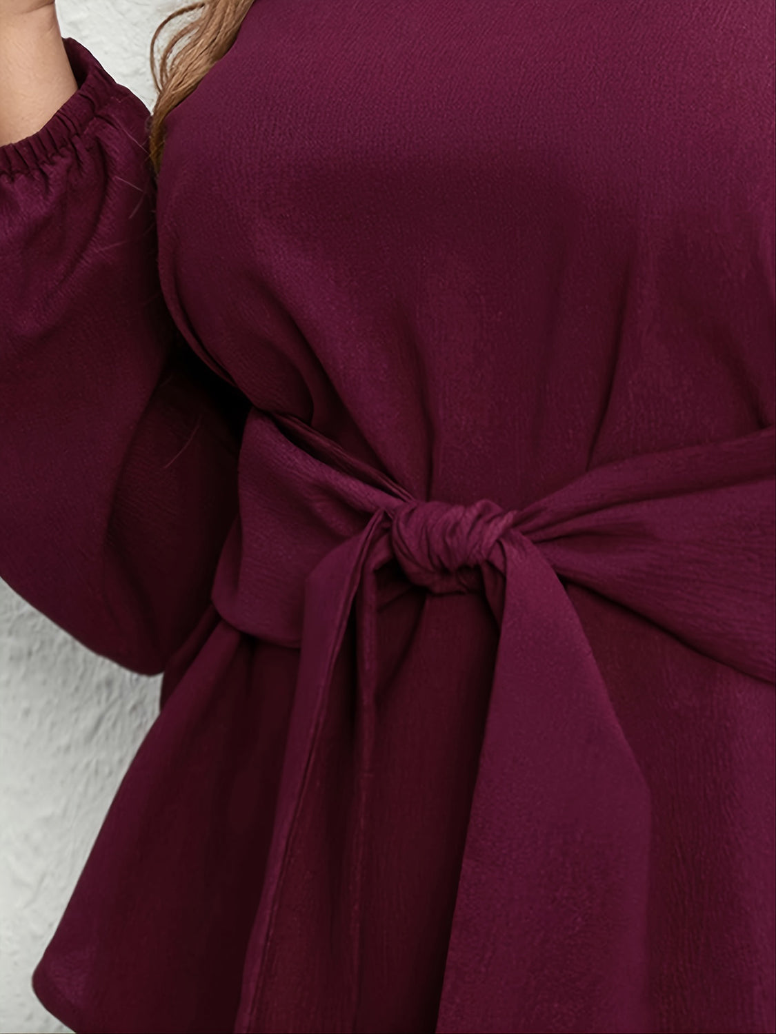 Plus Size Tie Front Long Sleeve Blouse - Body By J'ne