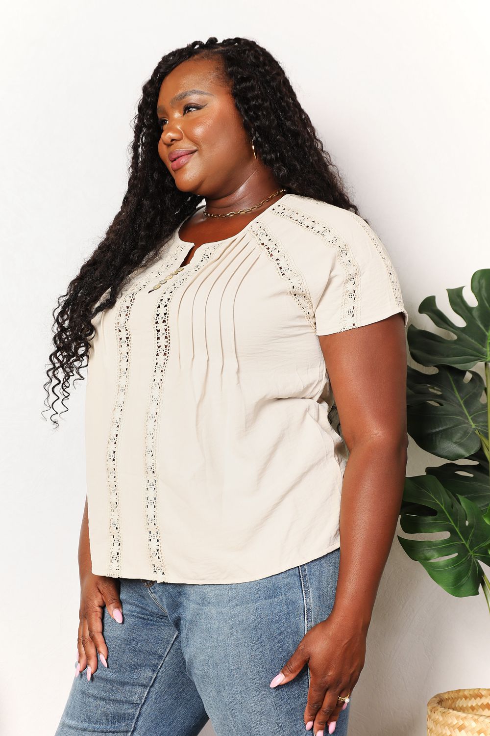 Double Take Crochet Buttoned Short Sleeves Top - Body By J'ne