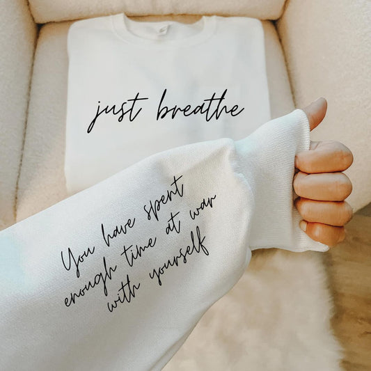 Just Breathe With Sleeve Accent Sweatshirt - Body By J'ne