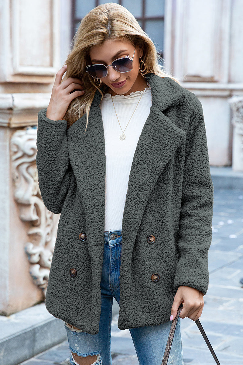 Full Size Lapel Collar Sherpa Coat - Body By J'ne