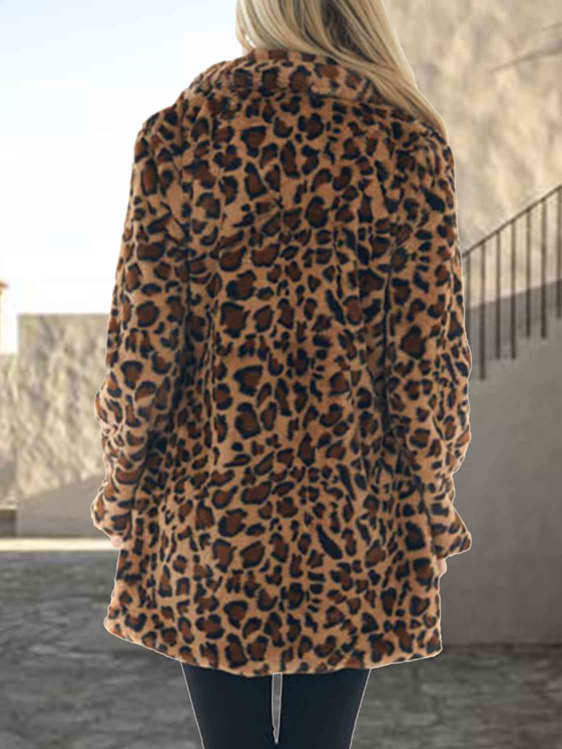 Leopard Collared Neck Coat with Pockets - Body By J'ne