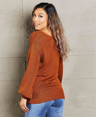 Tied Balloon Sleeve Round Neck Sweater - Body By J'ne