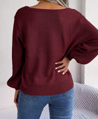 Cable-Knit Square Neck Long Sleeve Sweater - Body By J'ne