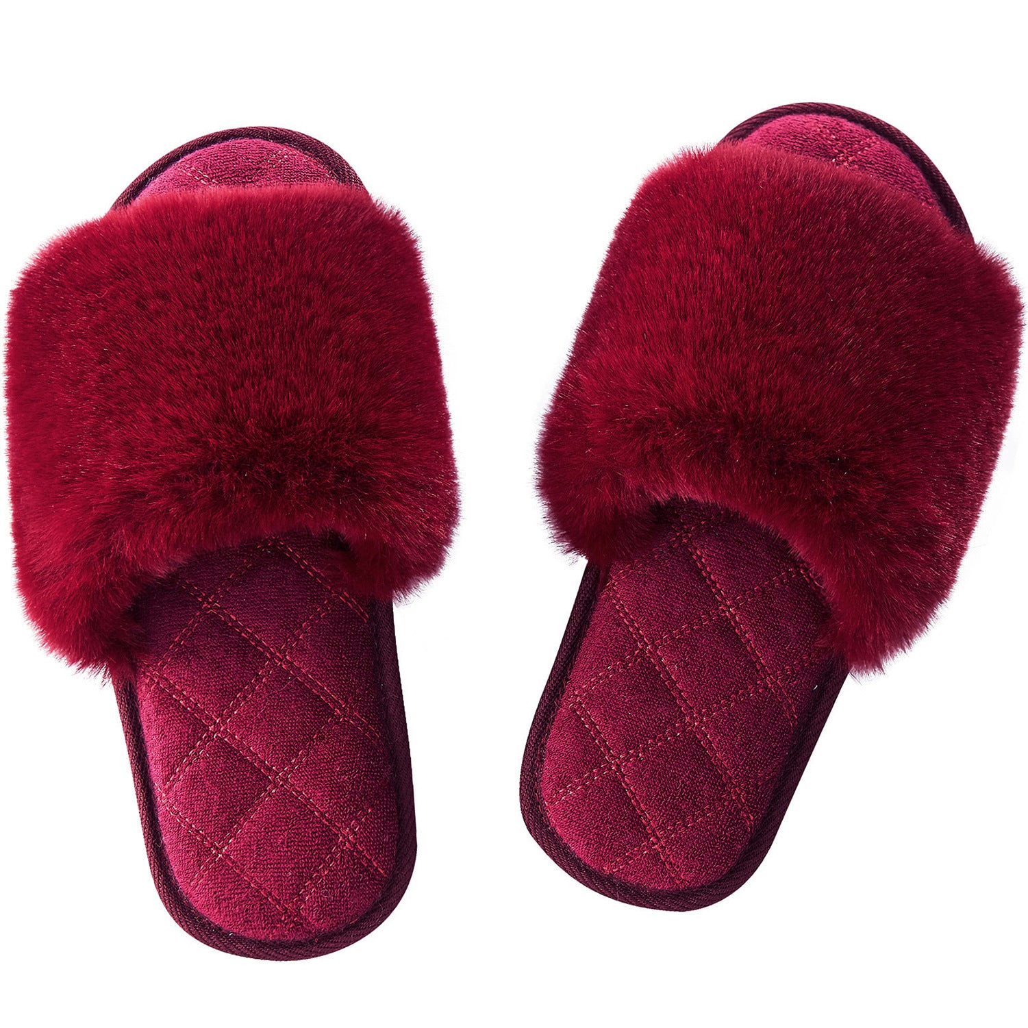 Faux Fur Open Toe Slippers - Body By J'ne