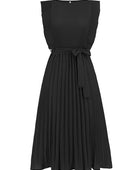 Tied Round Neck Pleated Midi Dress - Body By J'ne