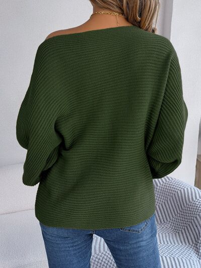 One-Shoulder Lantern Sleeve Sweater - Body By J'ne