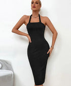 Ribbed Halter Neck Wrap Dress - Body By J'ne