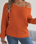 Asymmetrical Neck Long Sleeve Sweater - Body By J'ne