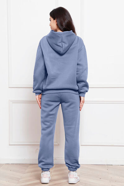 Drop Shoulder Long Sleeve Hoodie and Pants Set - Body By J'ne
