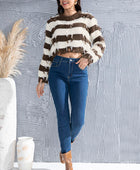 Striped Fringe Round Neck Sweater - Body By J'ne