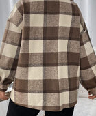 Plaid Button Up Dropped Shoulder Jacket - Body By J'ne