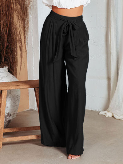 Drawstring Pocketed Wide Leg Pants - Body By J'ne