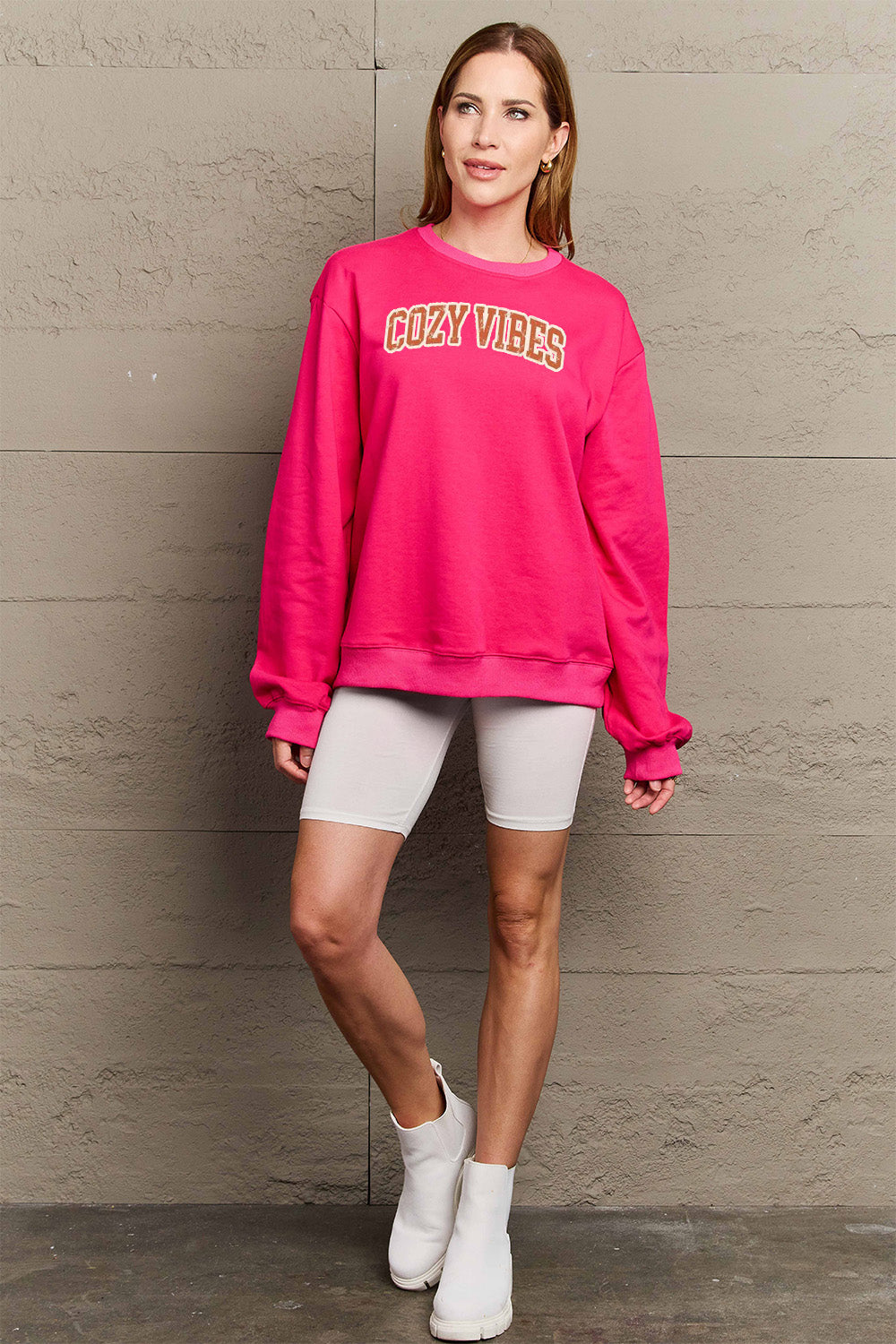 Full Size COZY VIBES Graphic Sweatshirt - Body By J'ne