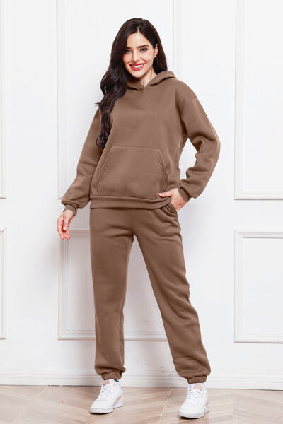 Drop Shoulder Long Sleeve Hoodie and Pants Set - Body By J'ne