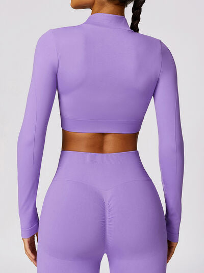 Zip Up Baseball Collar Outerwear and High Waist Pants Active Set - Body By J'ne