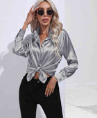 Collared Neck Buttoned Long Sleeve Shirt - Body By J'ne