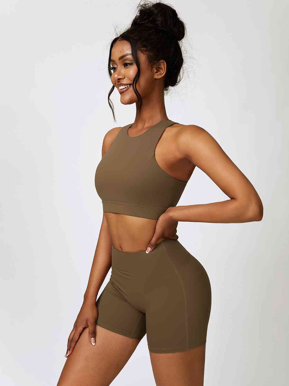 Cutout Cropped Sport Tank and Shorts Set - Body By J'ne