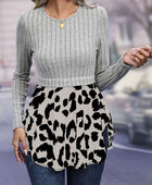 Leopard Peplum Round Neck Blouse - Body By J'ne