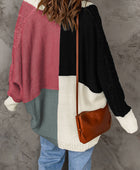 Color Block Cable-Knit Batwing Sleeve Cardigan - Body By J'ne