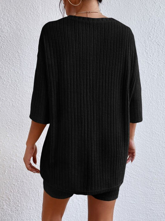 Ribbed Round Neck Top and Shorts Set - Body By J'ne