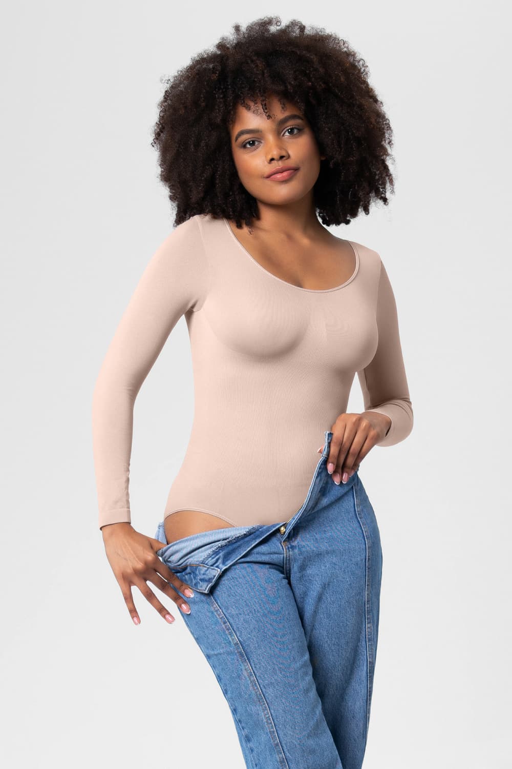 Full Size Long Sleeve Shaping Bodysuit - Body By J'ne