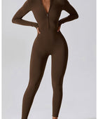 Zip Up Mock Neck Long Sleeve Jumpsuit - Body By J'ne