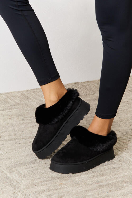 Furry Chunky Platform Ankle Boots - Body By J'ne