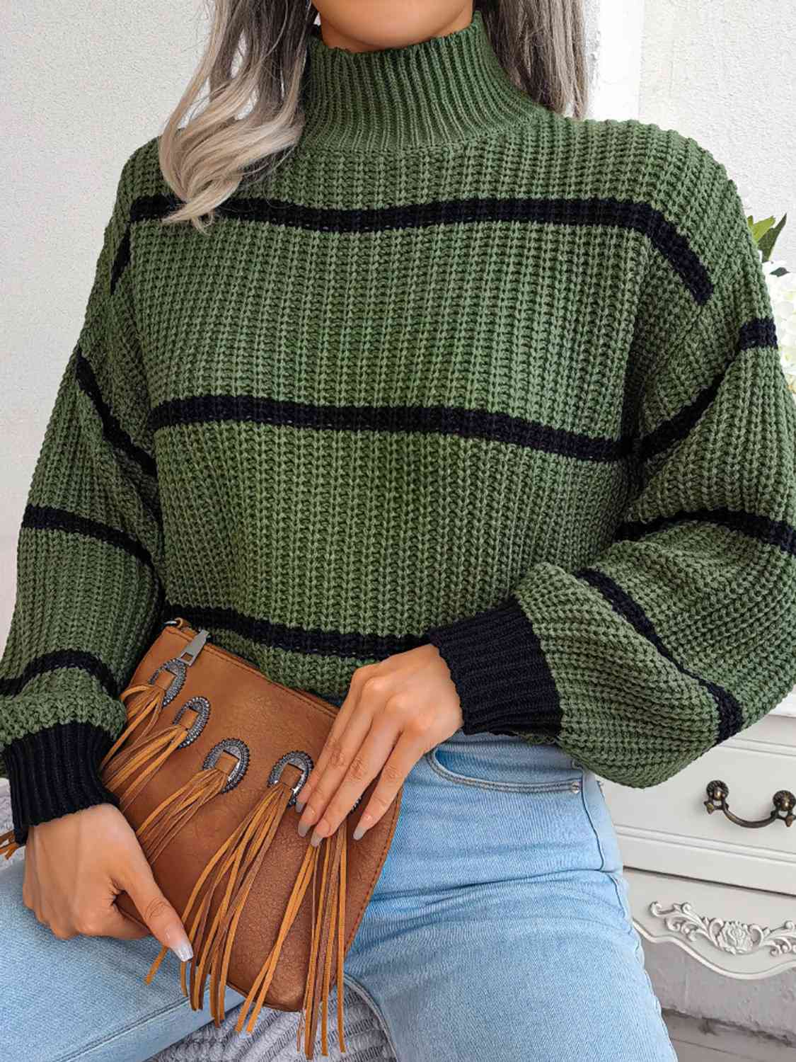 Striped Rib-Knit Sweater - Body By J'ne