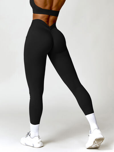 Ruched Pocketed High Waist Active Leggings - Body By J'ne