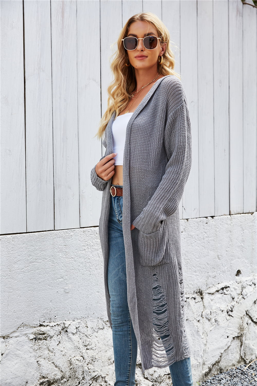 Open Front Long Sleeve Hooded Cardigan - Body By J'ne