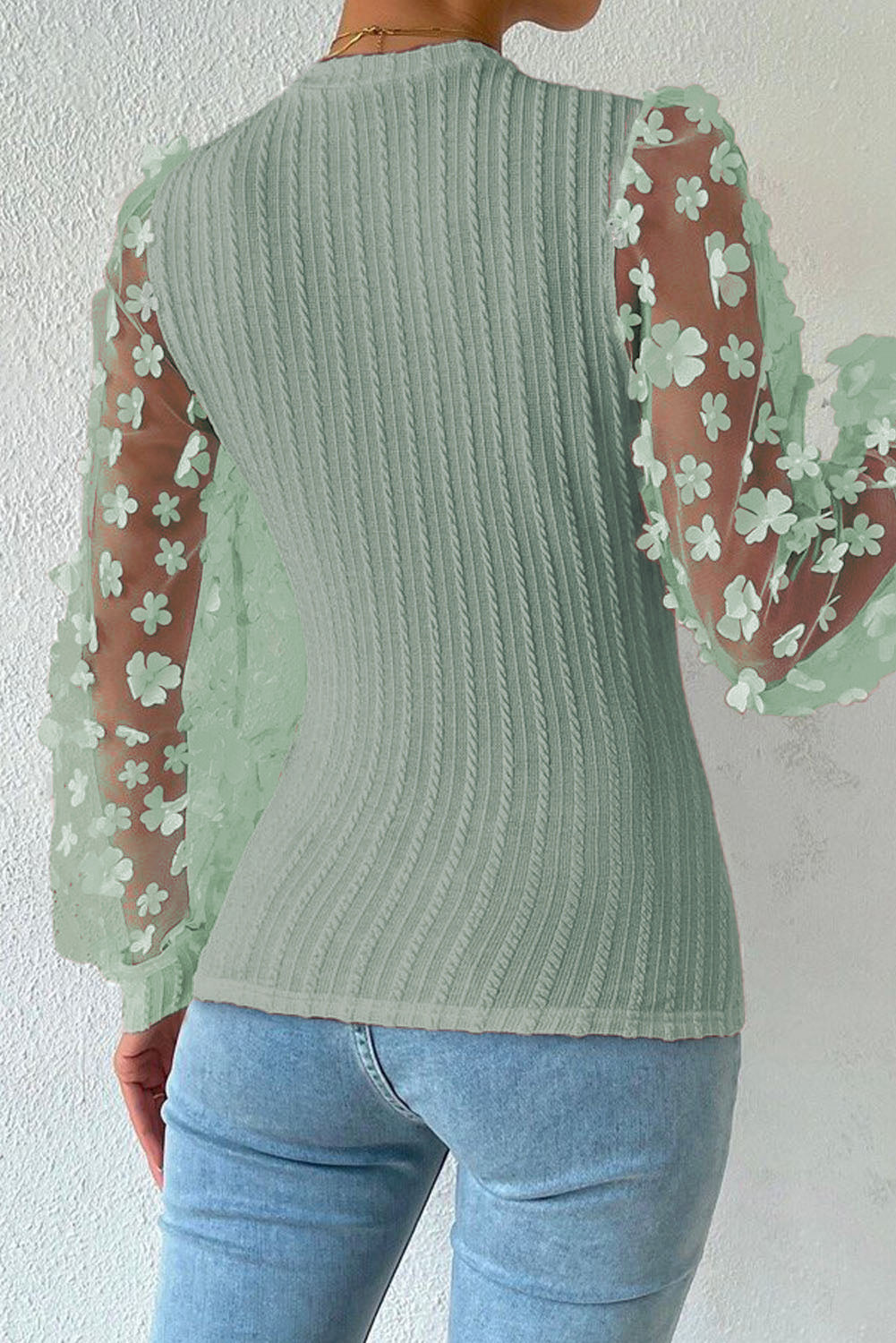 Textured Applique Long Sleeve Blouse - Body By J'ne