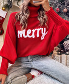 Rose Merry Letter Embroidered High Neck Sweater - Body By J'ne