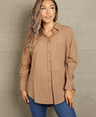 Dropped Shoulder Collared High-Low Shirt - Body By J'ne