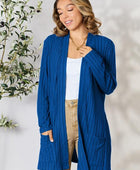 Ribbed Open Front Cardigan with Pockets - Body By J'ne