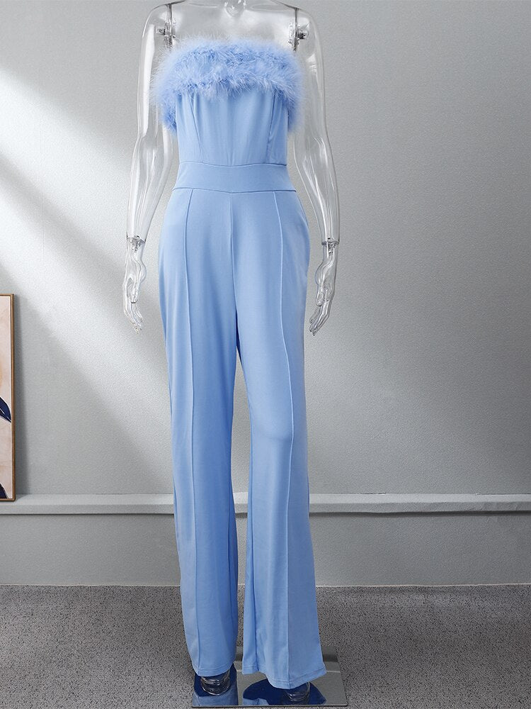 Loving On Me Sequined Feather-paneled Jumpsuit - Body By J'ne