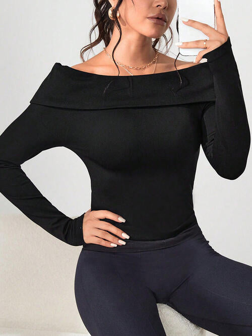 Off-Shoulder Long Sleeve Knit Top - Body By J'ne