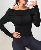 Off-Shoulder Long Sleeve Knit Top - Body By J'ne