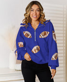 Sequin Football Patch Hal-Zip Hoodie - Body By J'ne