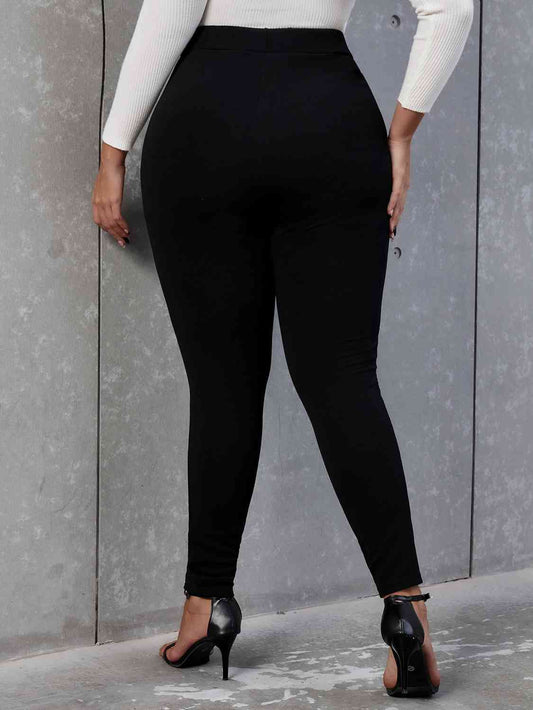 Plus Size Decorative Button Skinny Pants - Body By J'ne