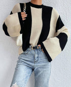 Crew Neck Waffle Drop Shoulder Knit Sweater - Body By J'ne