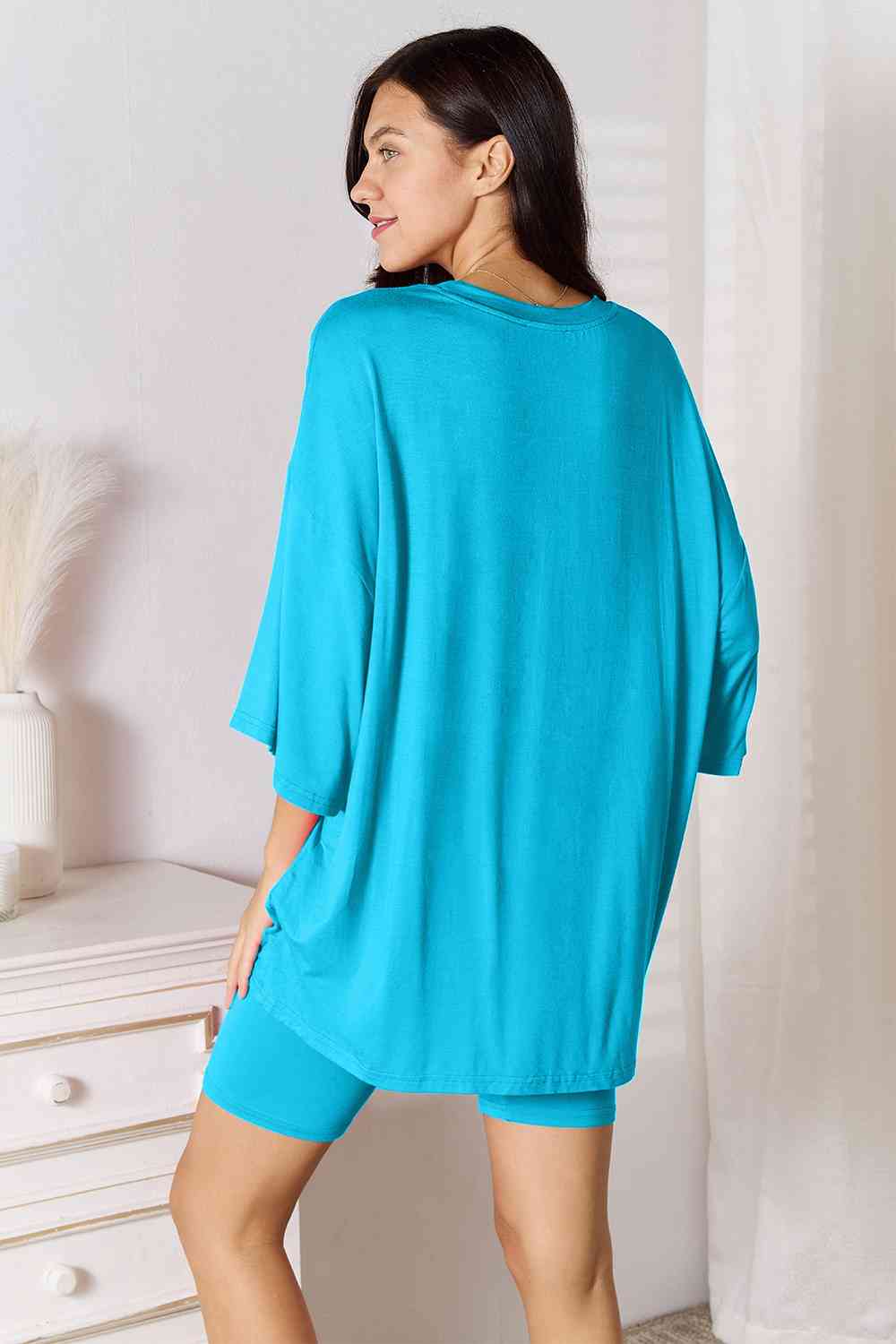 Basic Bae Full Size Soft Rayon Three-Quarter Sleeve Top and Shorts Set - Body By J'ne