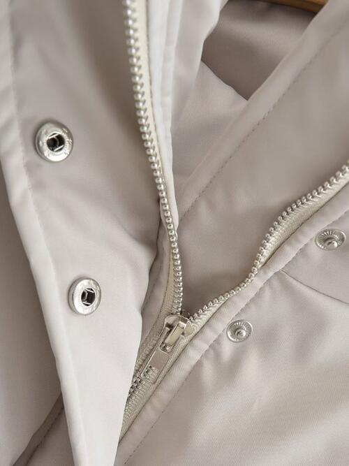 Snap and Zip Closure Drawstring Cropped Winter Coat - Body By J'ne