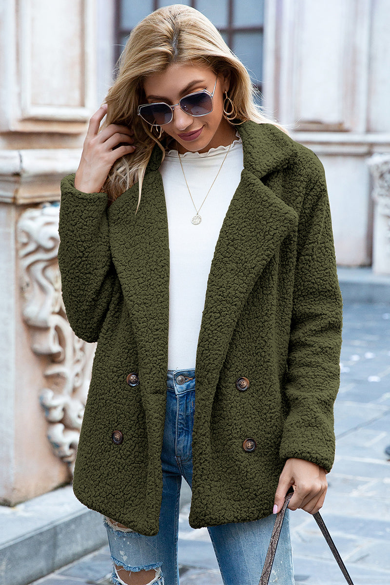 Full Size Lapel Collar Sherpa Coat - Body By J'ne