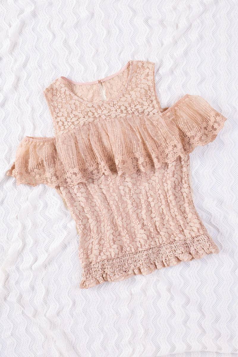 Lace Cold Shoulder Short Sleeve Top - Body By J'ne