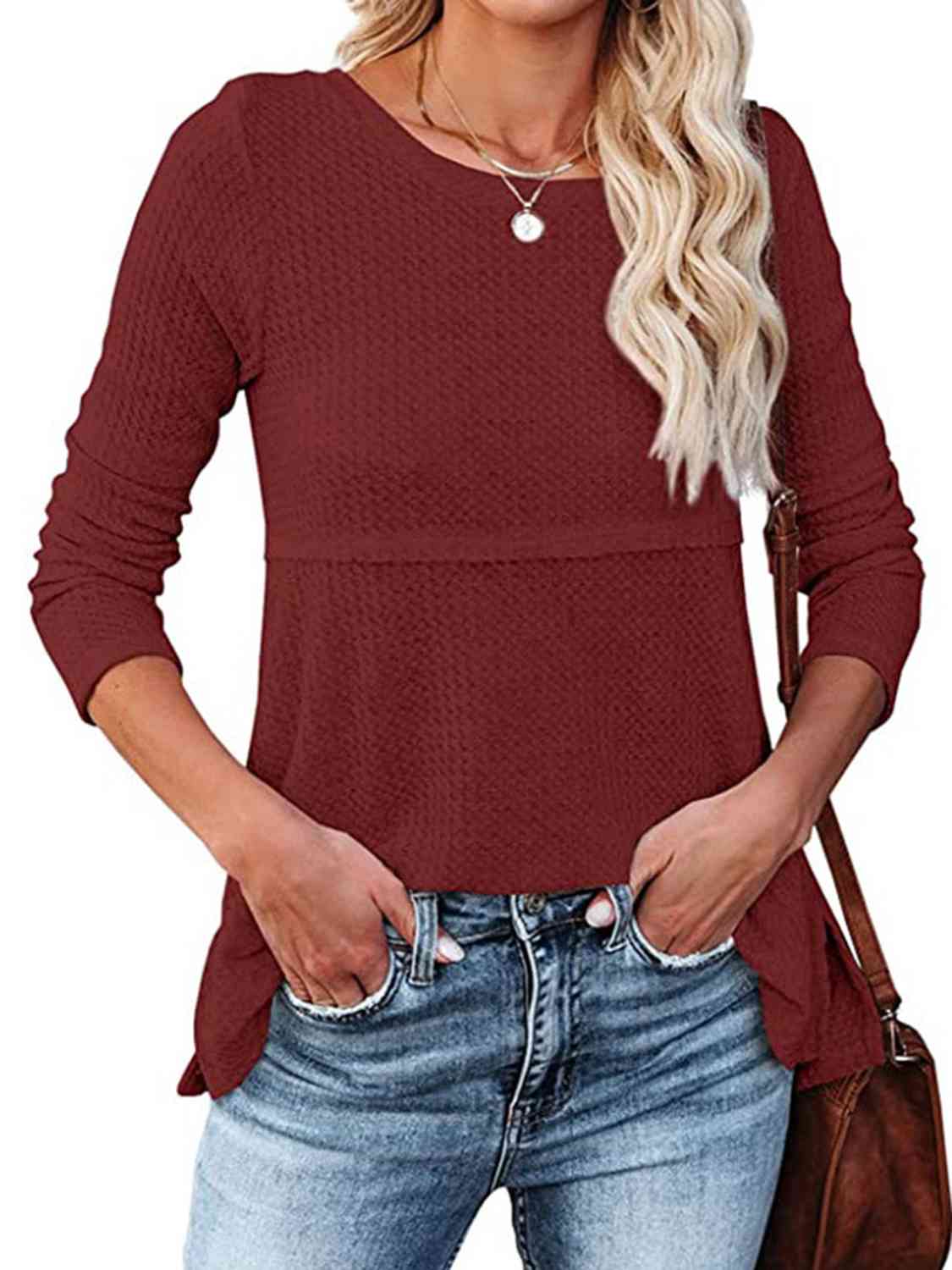 Cutout Round Neck Long Sleeve T-Shirt - Body By J'ne