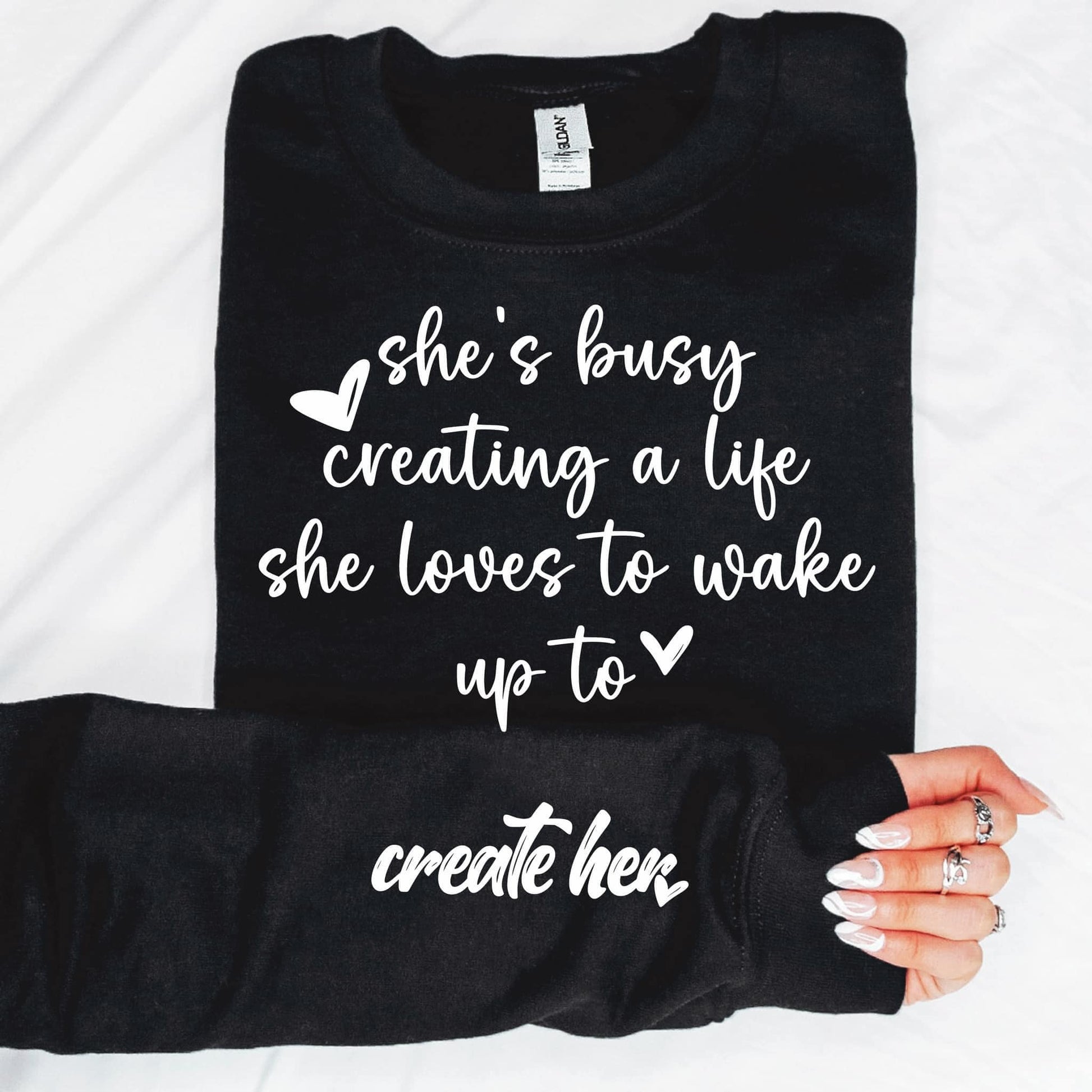 Create Her With  Sleeve Accent Sweatshirt - Body By J'ne