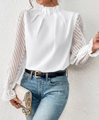 Mock Neck Flounce Sleeve Blouse - Body By J'ne