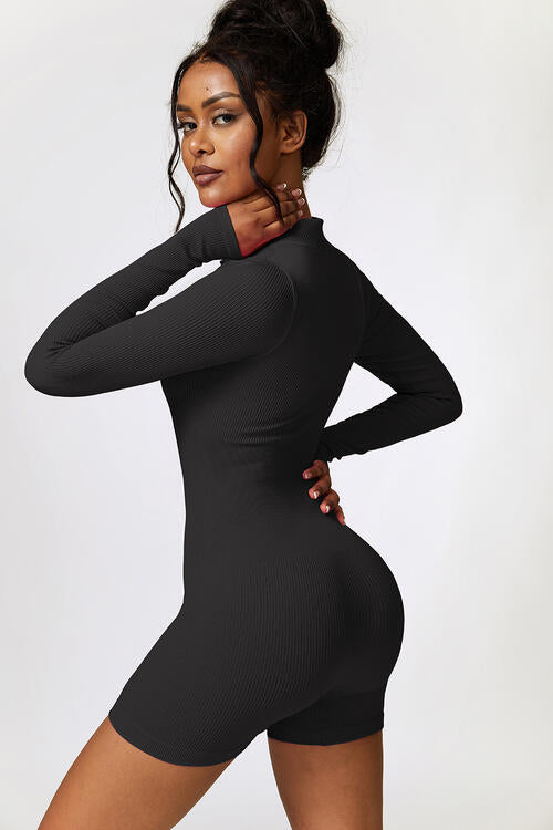 Half Zip Long Sleeve Active Romper - Body By J'ne