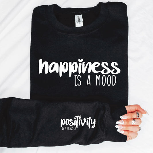 Happiness Is A Mood with Sleeve Accent Sweatshirt - Body By J'ne